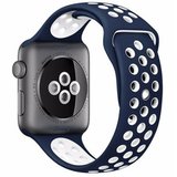 Curea iUni compatibila cu Apple Watch 1/2/3/4/5/6, 42mm, Silicon Sport, Albastru/Alb